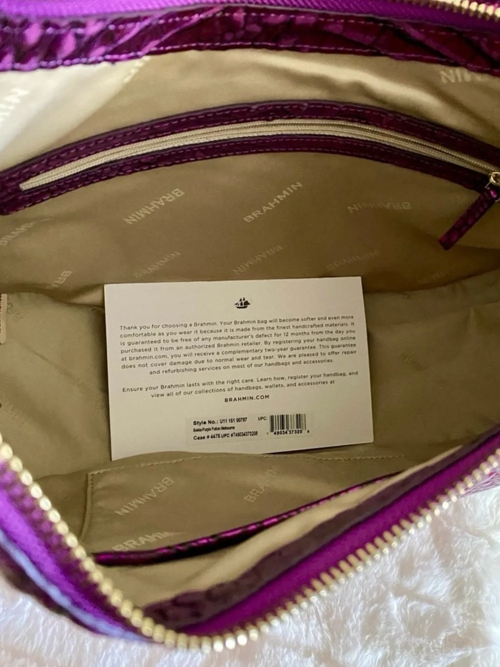 Brahmin Metallic Becka Purple Potion Croc-Embossed Melbourne Shoulder Hobo
